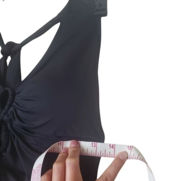 Lauren Ralph Lauren Black Halter Tankini Top Front Tie Back Swimwear Size 12 - Picture 10 of 10
